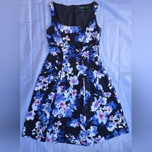 Ralph Lauren Floral Dress in Blue and Pink Sz 0